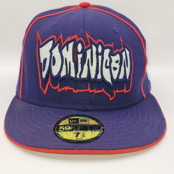 Dominican Graffiti Hat New Era 59fifty Wool Fitted 7 1/2 Spell Out DR Flag EUC - Picture 1 of 13